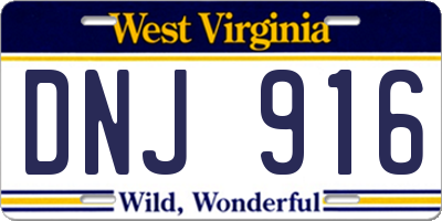WV license plate DNJ916