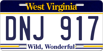 WV license plate DNJ917