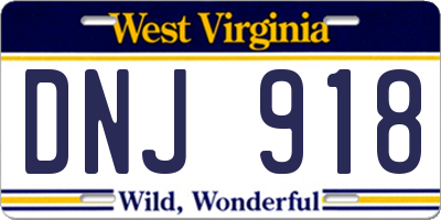 WV license plate DNJ918