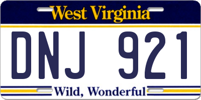 WV license plate DNJ921