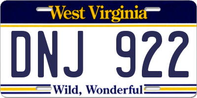 WV license plate DNJ922