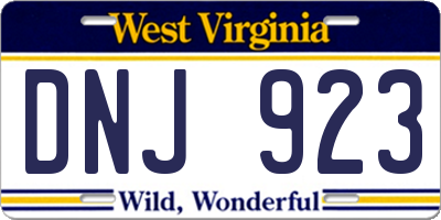 WV license plate DNJ923