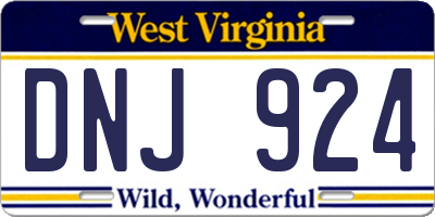 WV license plate DNJ924