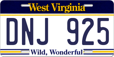 WV license plate DNJ925