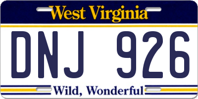 WV license plate DNJ926