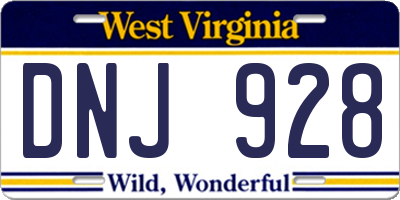 WV license plate DNJ928