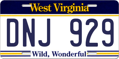 WV license plate DNJ929