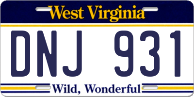 WV license plate DNJ931