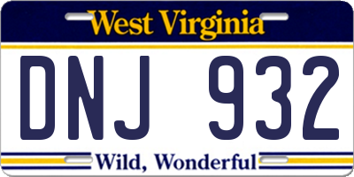 WV license plate DNJ932