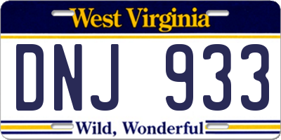 WV license plate DNJ933