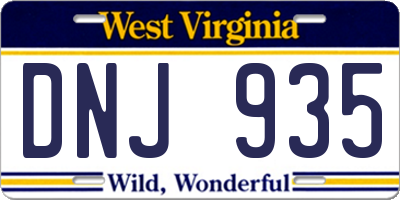 WV license plate DNJ935
