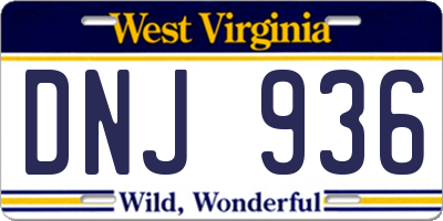 WV license plate DNJ936