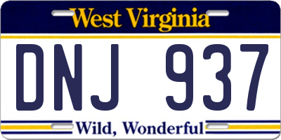 WV license plate DNJ937