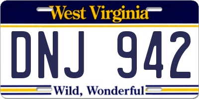 WV license plate DNJ942