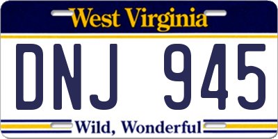 WV license plate DNJ945