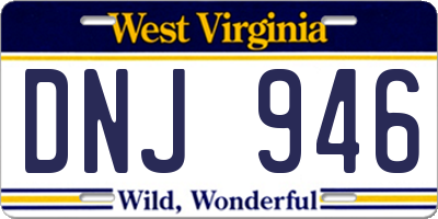 WV license plate DNJ946