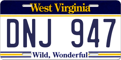 WV license plate DNJ947