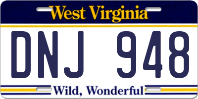 WV license plate DNJ948