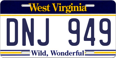 WV license plate DNJ949