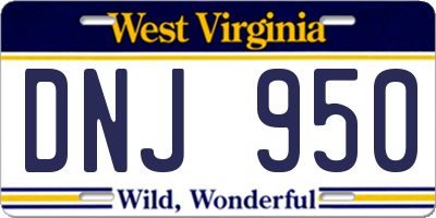 WV license plate DNJ950