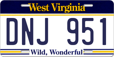 WV license plate DNJ951