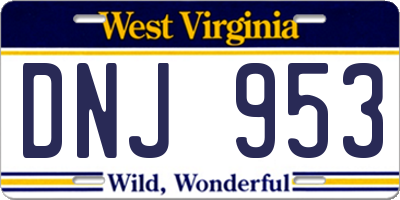 WV license plate DNJ953