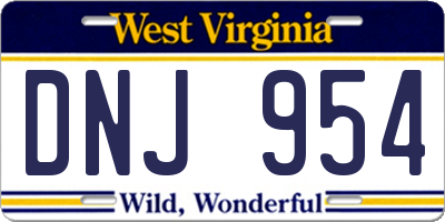 WV license plate DNJ954