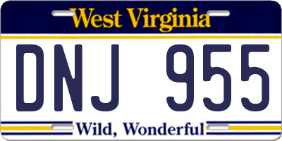 WV license plate DNJ955