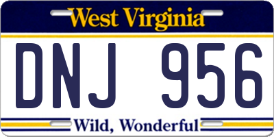 WV license plate DNJ956