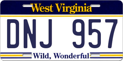 WV license plate DNJ957