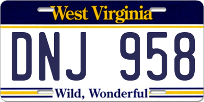WV license plate DNJ958