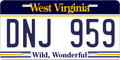 WV license plate DNJ959