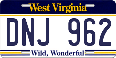 WV license plate DNJ962