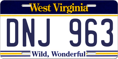 WV license plate DNJ963