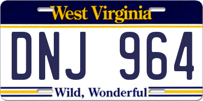WV license plate DNJ964