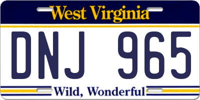 WV license plate DNJ965