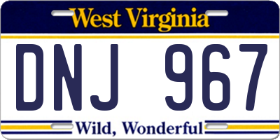 WV license plate DNJ967