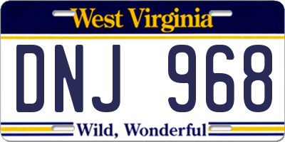 WV license plate DNJ968