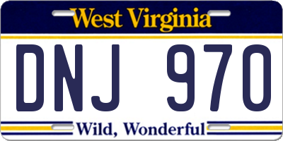 WV license plate DNJ970