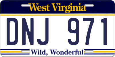 WV license plate DNJ971