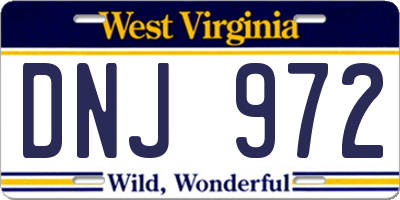 WV license plate DNJ972