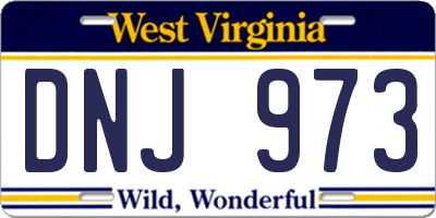 WV license plate DNJ973
