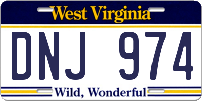 WV license plate DNJ974