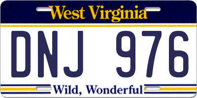 WV license plate DNJ976