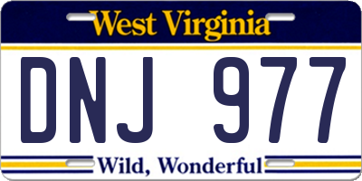 WV license plate DNJ977