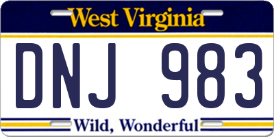 WV license plate DNJ983