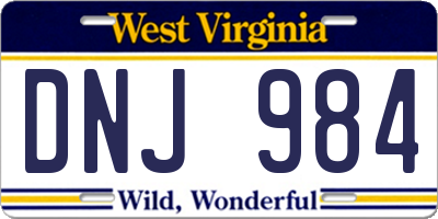 WV license plate DNJ984
