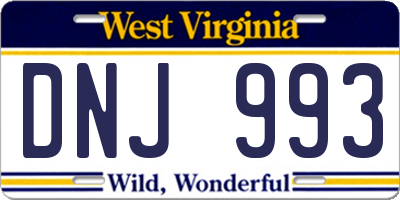 WV license plate DNJ993