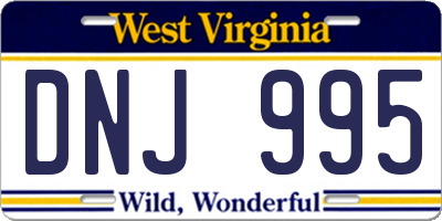 WV license plate DNJ995