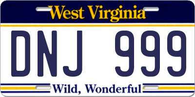 WV license plate DNJ999